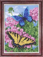 Бабочки в цветах КББ 4008 Основа на габардине для вышивки бисером и крестом